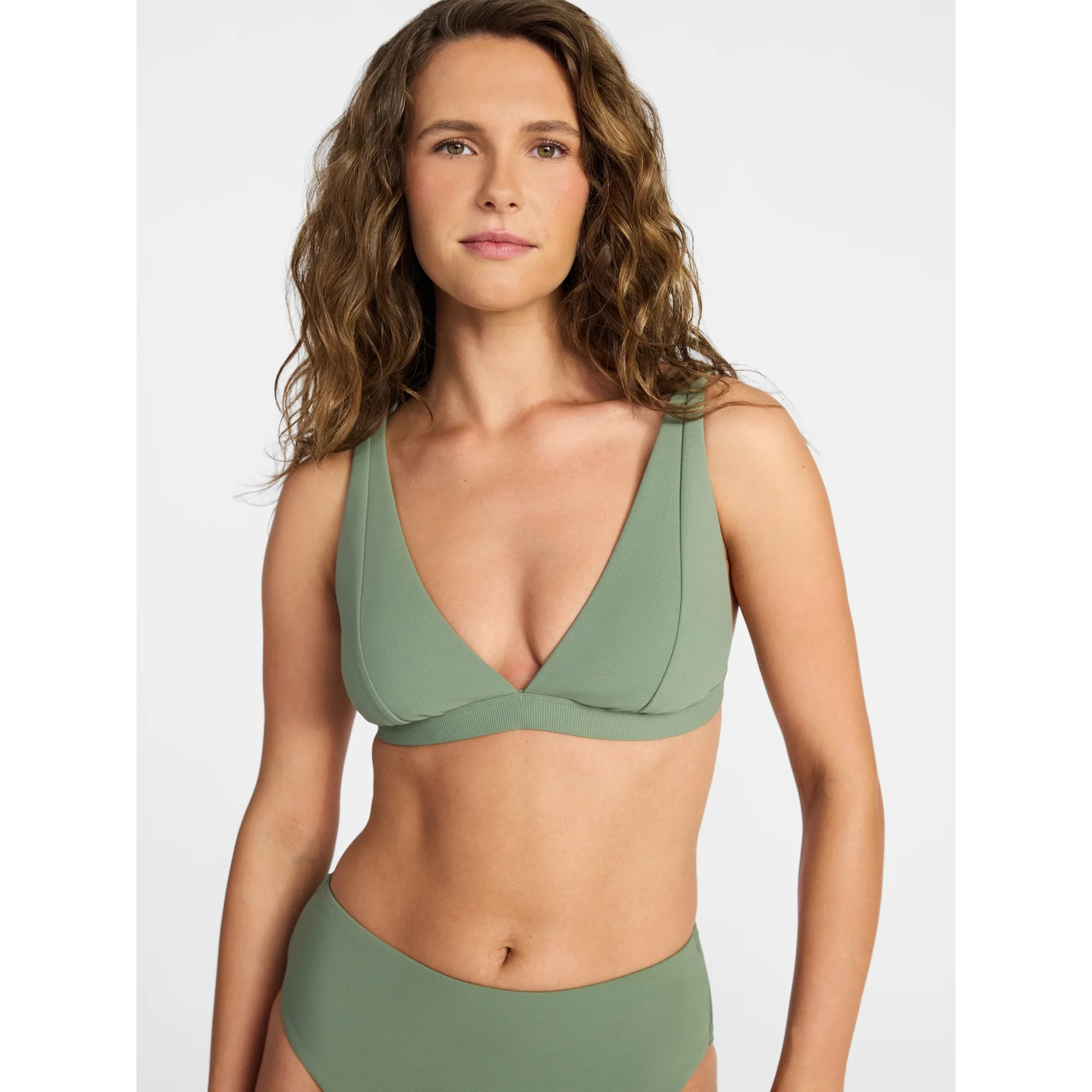 Time and Tru Women's and Women's Plus Ribbed Triangle Bikini Top, Sizes XS-3X | Walmart (US)