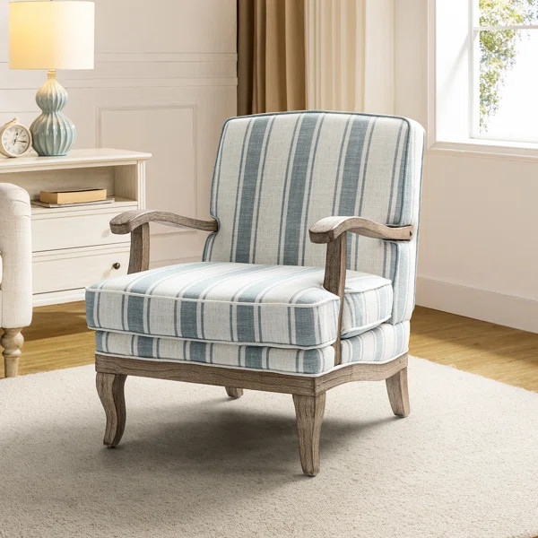 Amilio Wooden Upholstered Armchair with Solid Wood Armrests | Wayfair North America