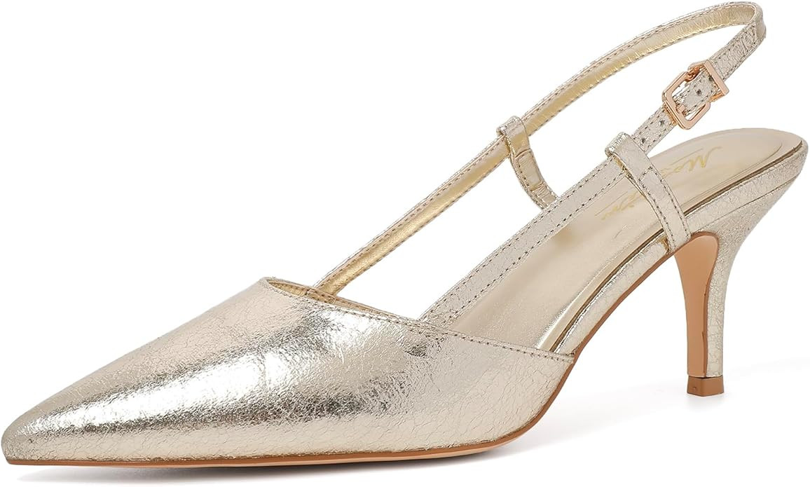 Mostrin Kitten Heels for Women Pointed Closed Toe Stilettos Slingback Low Heel Bow Pumps Dress Sh... | Amazon (US)