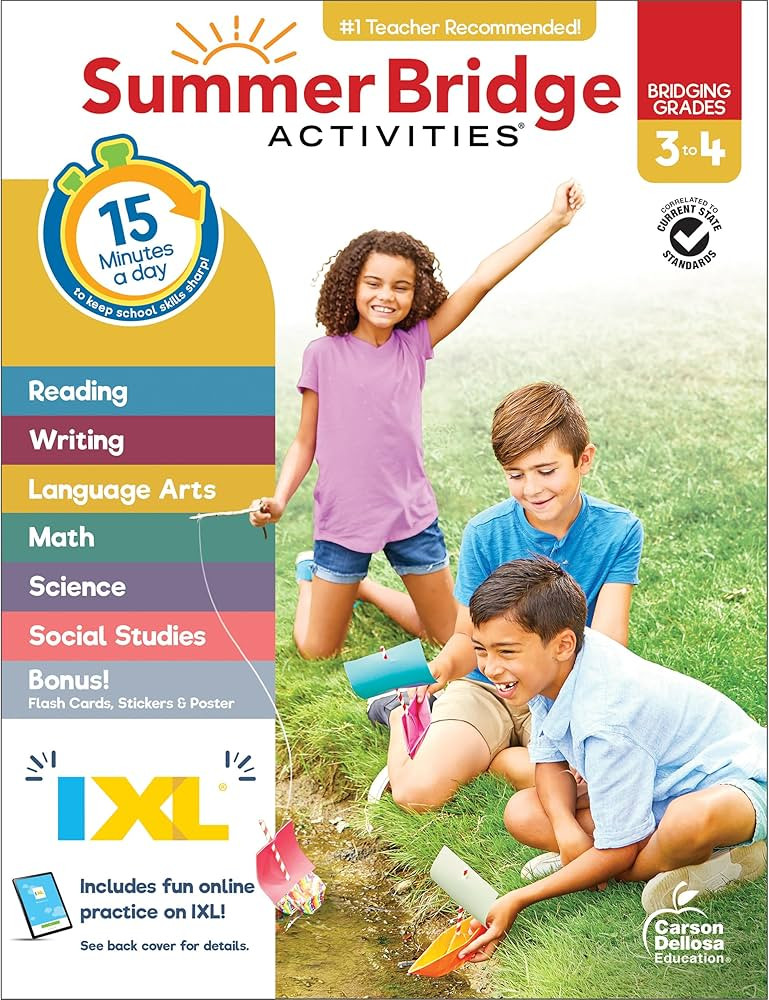 Summer Bridge Activities 3rd to 4th Grade Workbook, Activity Book With Math, Language Arts, Readi... | Amazon (US)