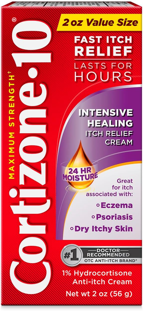 Cortizone-10 Maximum Strength Intensive Healing Itch Relief Cream, 1% Hydrocortisone, Fast-Acting... | Amazon (US)