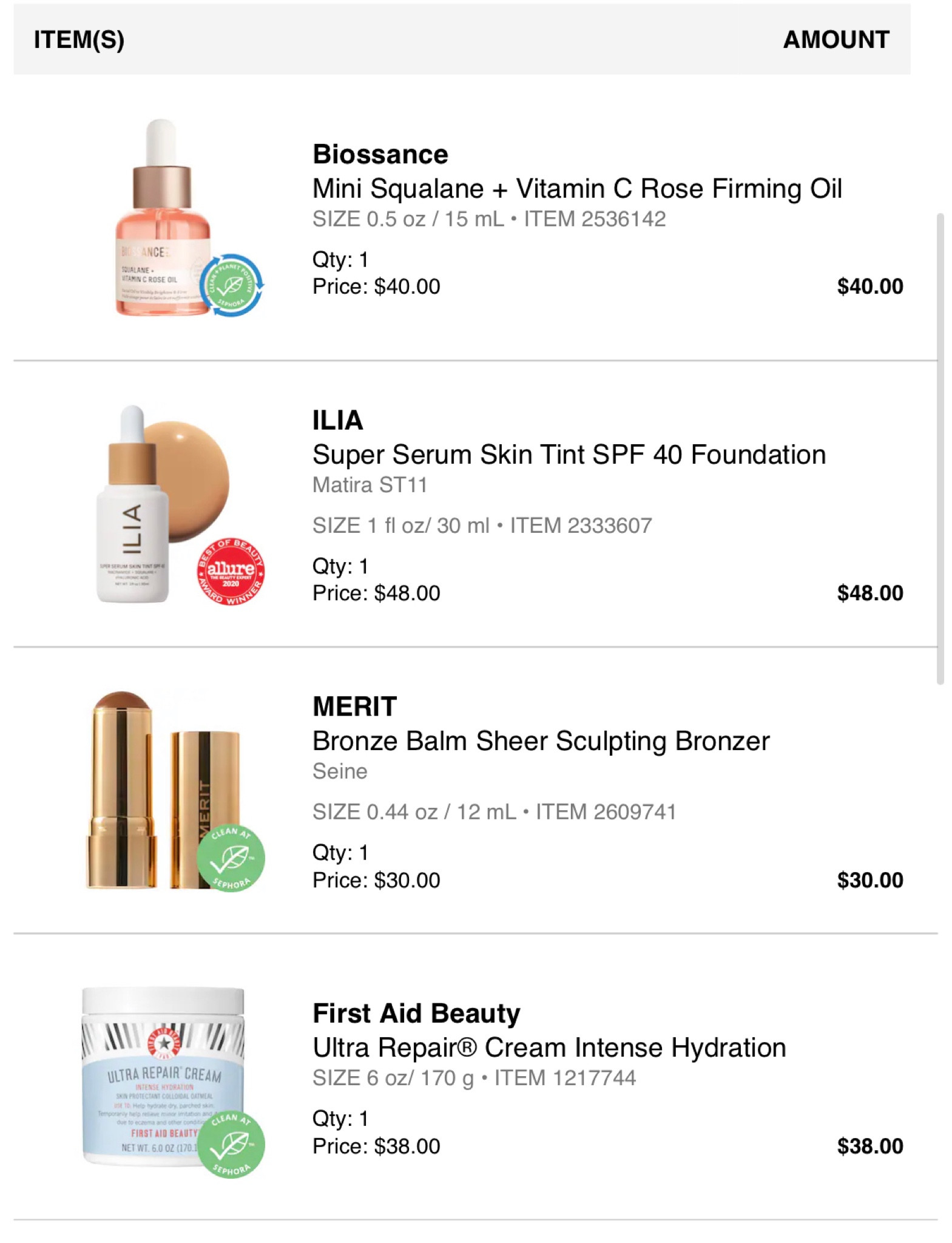 Sephora sale order