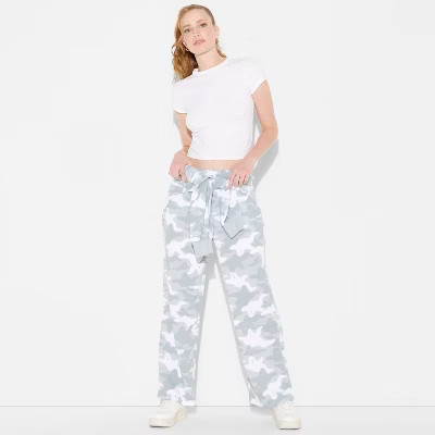 Women's Camo Ghost Straight Leg Graphic Lounge Pants - Gray XS | Target