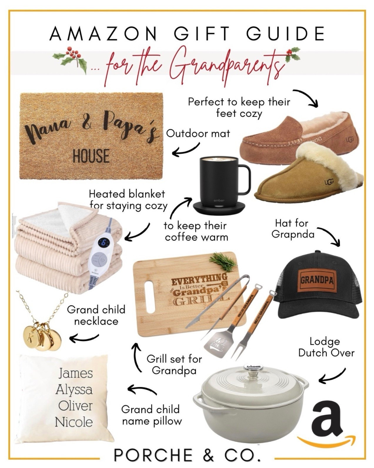 Grandparent gifts that feel extra thoughtful 🤍✨ This Amazon Gift Guide is filled with cozy, personalized, and heartwarming finds that show Nana & Papa just how loved they are.
From warm slippers and heated blankets to sentimental keepsakes and everyday luxuries — these gifts are guaranteed to make them smile all season long. 🎁

🤍 WHAT’S INCLUDED:
• Personalized outdoor mat
• Cozy UGG slippers
• Heated blanket
• Ember mug (keeps coffee warm)
• Grandpa hat
• Grill set for Grandpa
• Grandchild name pillow
• Grandchild necklace
• Lodge Dutch oven

#AmazonGiftGuide #GrandparentGifts #GiftsForGrandparents #NanaAndPapa #OutdoorDoormat #UGGSlippers #HeatedBlanket #EmberMug #GrandpaHat #GrandpaGrillSet #GrandchildNamePillow #GrandchildNecklace #LodgeDutchOven #CozyGifts #HolidayGiftGuide #LTKHoliday #LTKGiftGuide #AmazonFinds #PorcheAndCo


#LTKOver40 #LTKGiftGuide #LTKCyberWeek