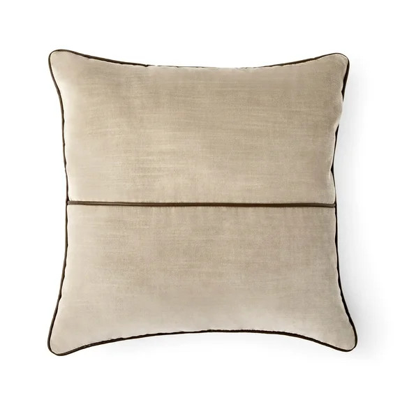Mainstays Velvet Pillow with Faux Leather Trim – 18"x18" | Walmart (US)