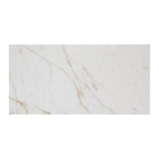 Daltile Marble Attache Lavish Golden Reverie Polished 12 in. x 24 in. Glazed Porcelain Floor and ... | The Home Depot