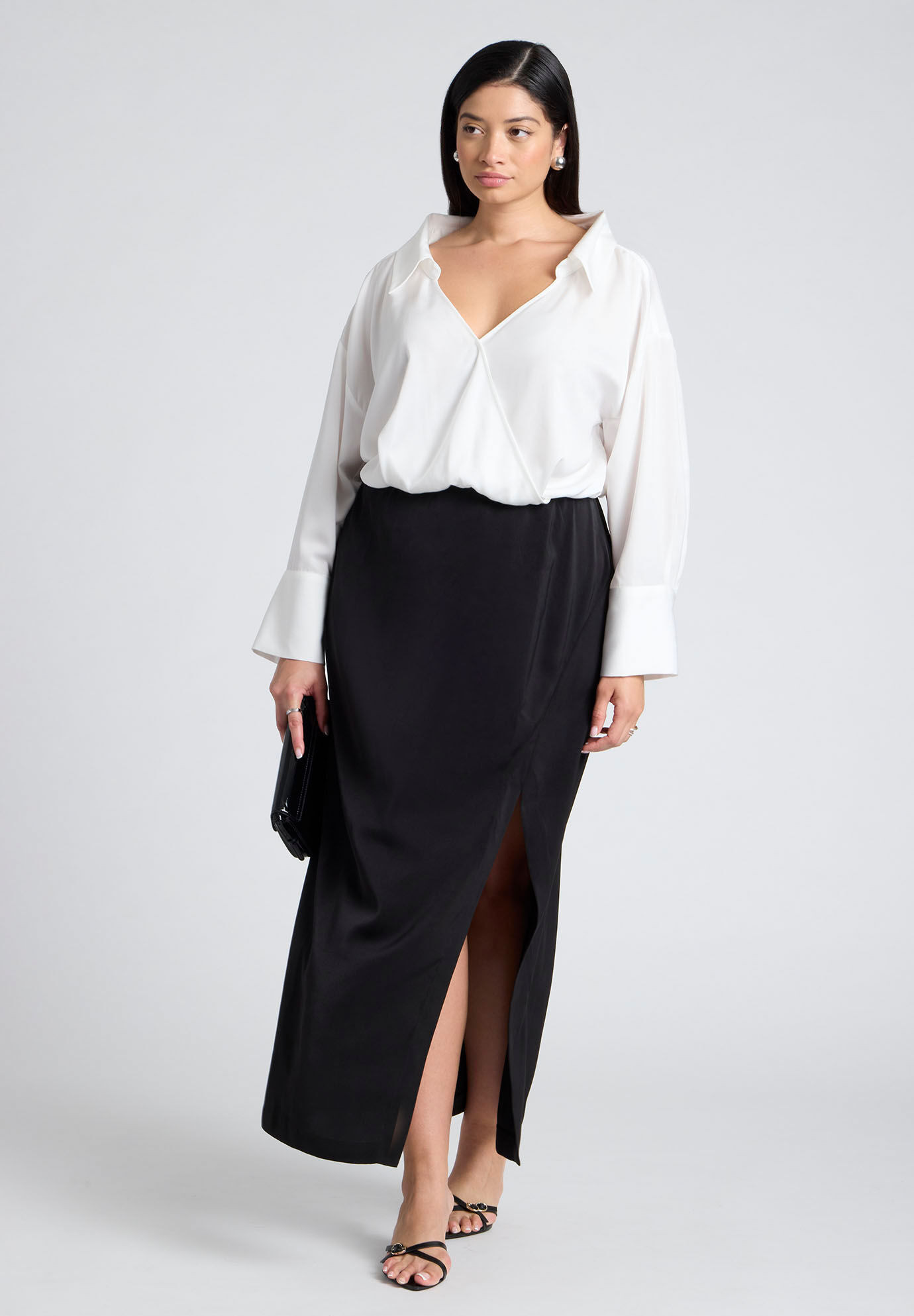 Collared Satin Column Dress | Eloquii