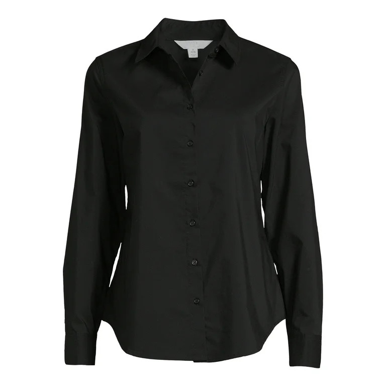 Time and Tru Women's Long Sleeve Button Down Shirt, Sizes XS-XXXL | Walmart (US)
