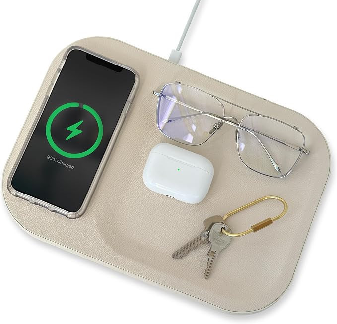 Charge All Multi-Device Wireless Charger Tray, Vegan Leather, Charging Tray, Compatible with iPho... | Amazon (US)