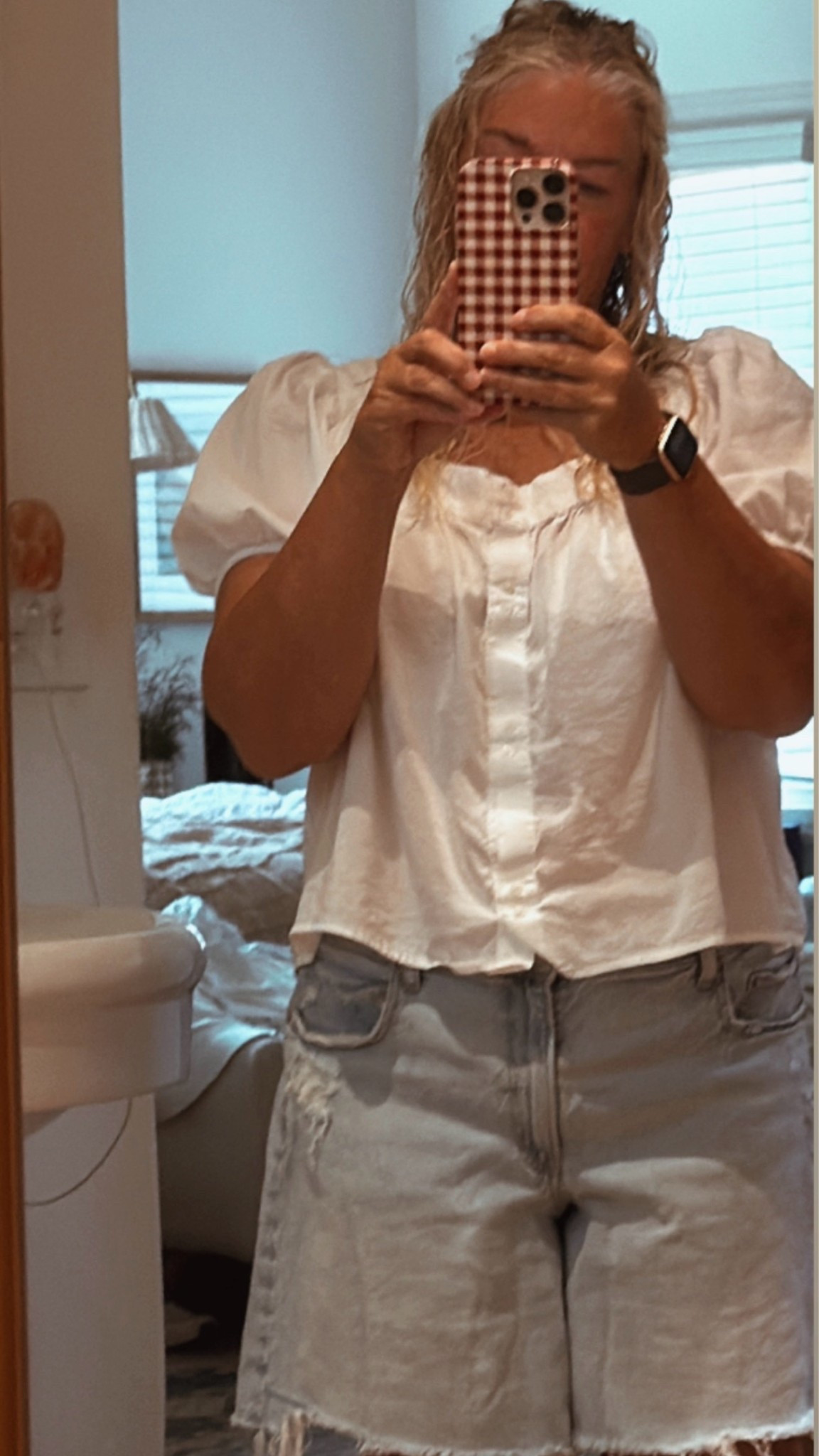 Hot Summer OOTD my fave shorts of 2026! Wearing a size 10 I do believe they run big!#denimshorts #summeroutfit #denimandwhite

#LTKOver40 #LTKSeasonal #LTKootd