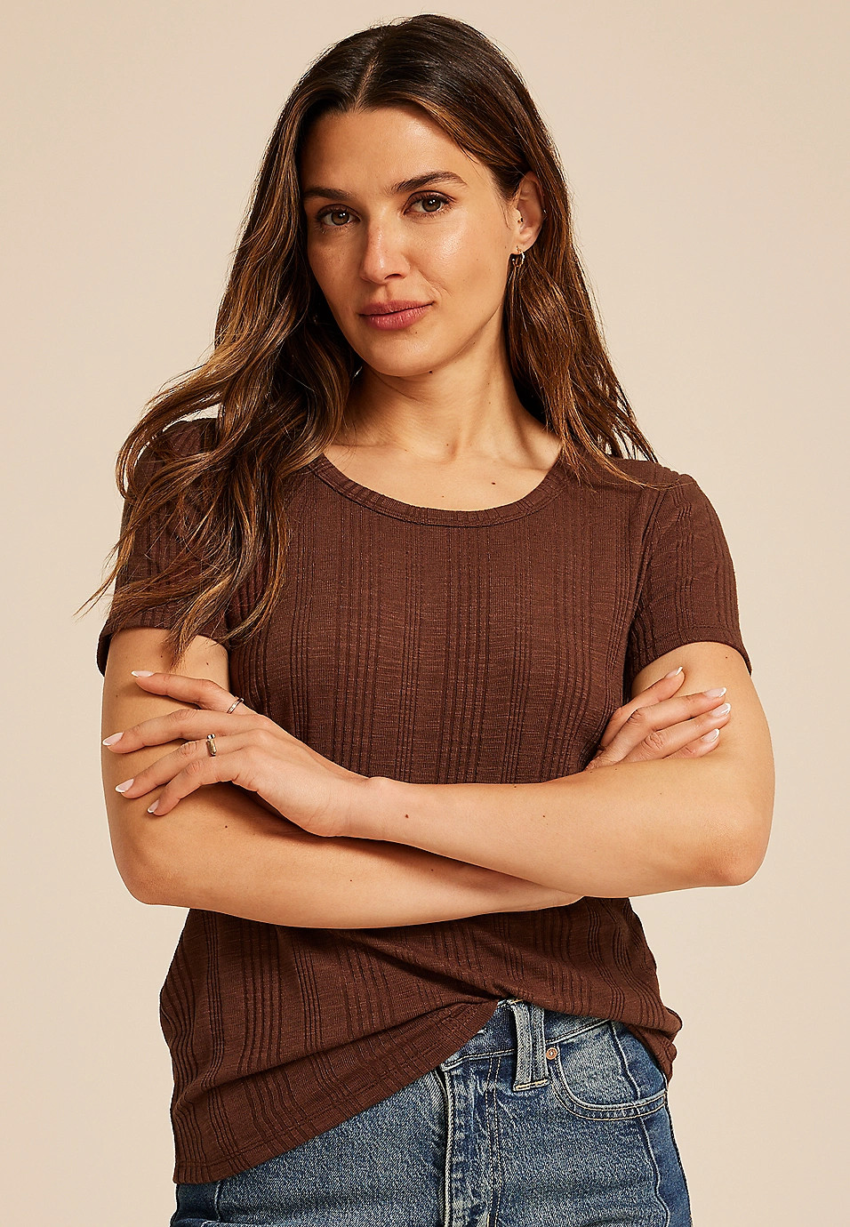 24/7 Variegated Ribbed Tee | Maurices