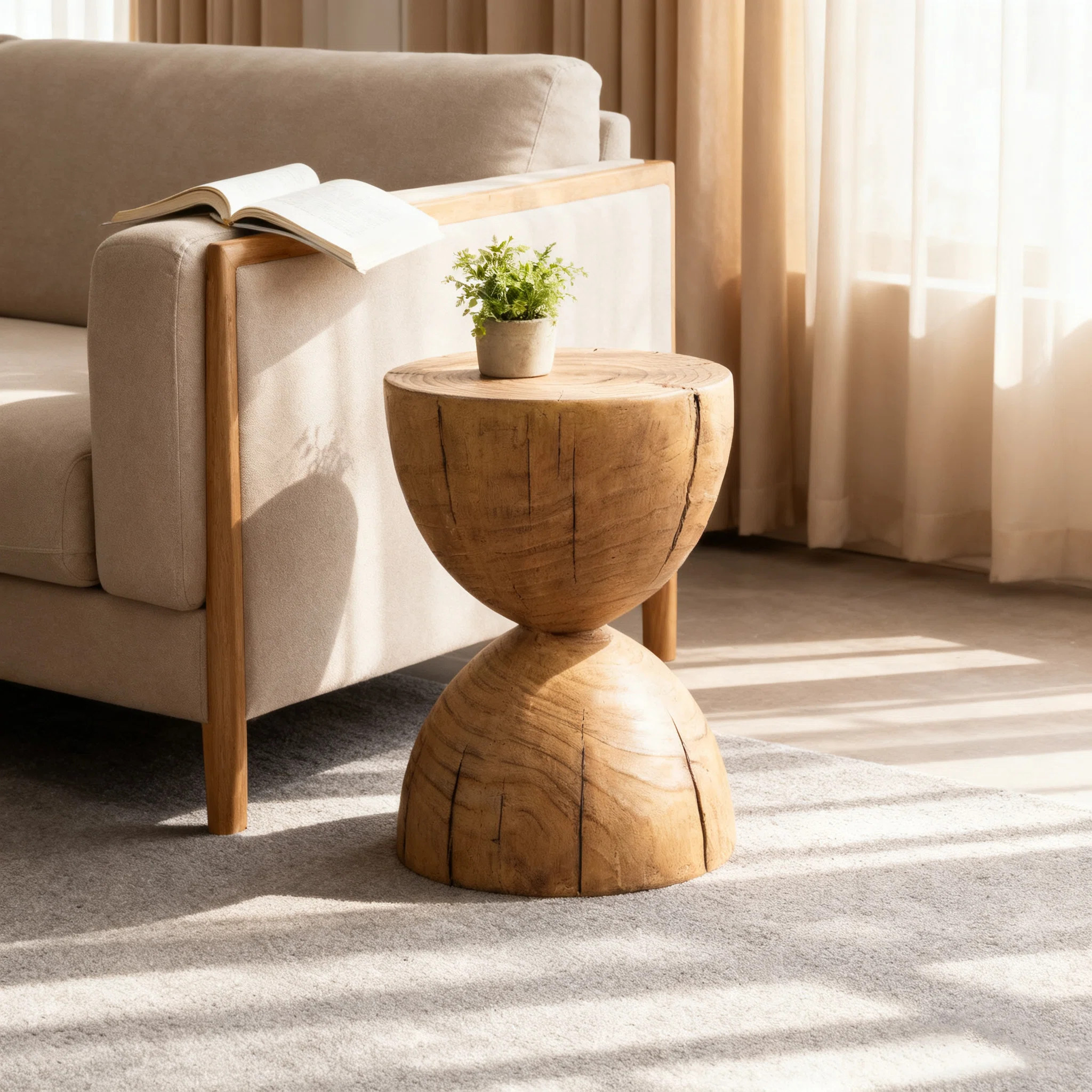 12.2“ Round End Table Coffee Table Tan | Wayfair North America