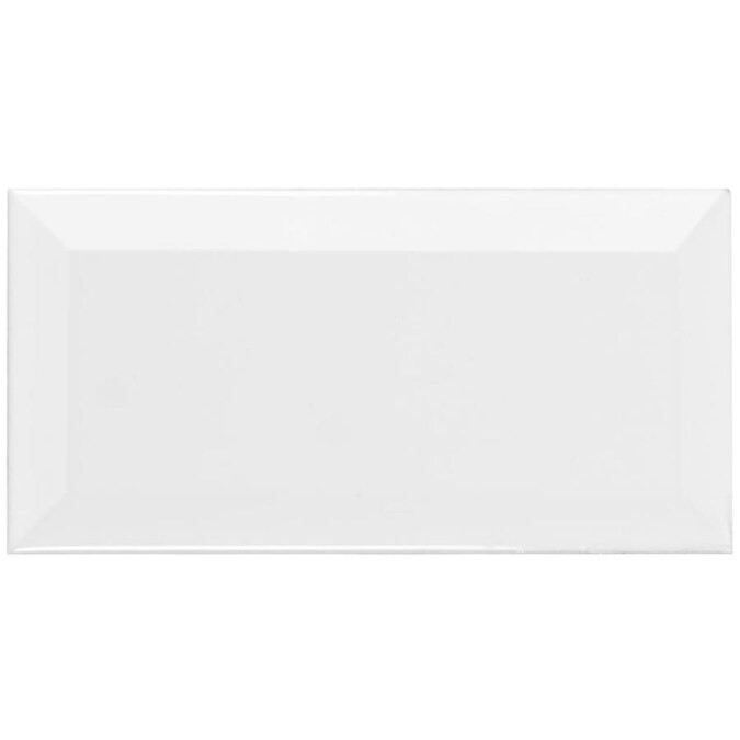 Satori Hudson Brilliant White Glossy Beveled 3-in x 6-in Glossy Ceramic Wall Tile Lowes.com | Lowe's