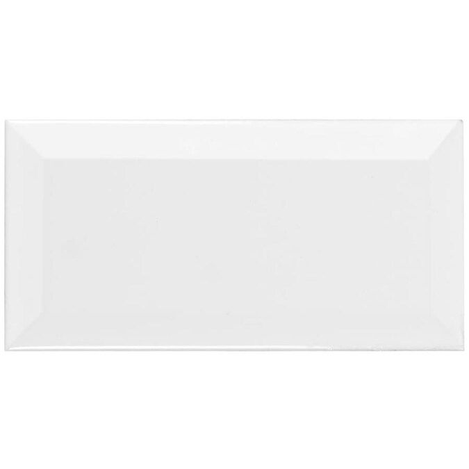 Satori Hudson Brilliant White Glossy Beveled 3-in x 6-in Glossy Ceramic Wall Tile Lowes.com | Lowe's