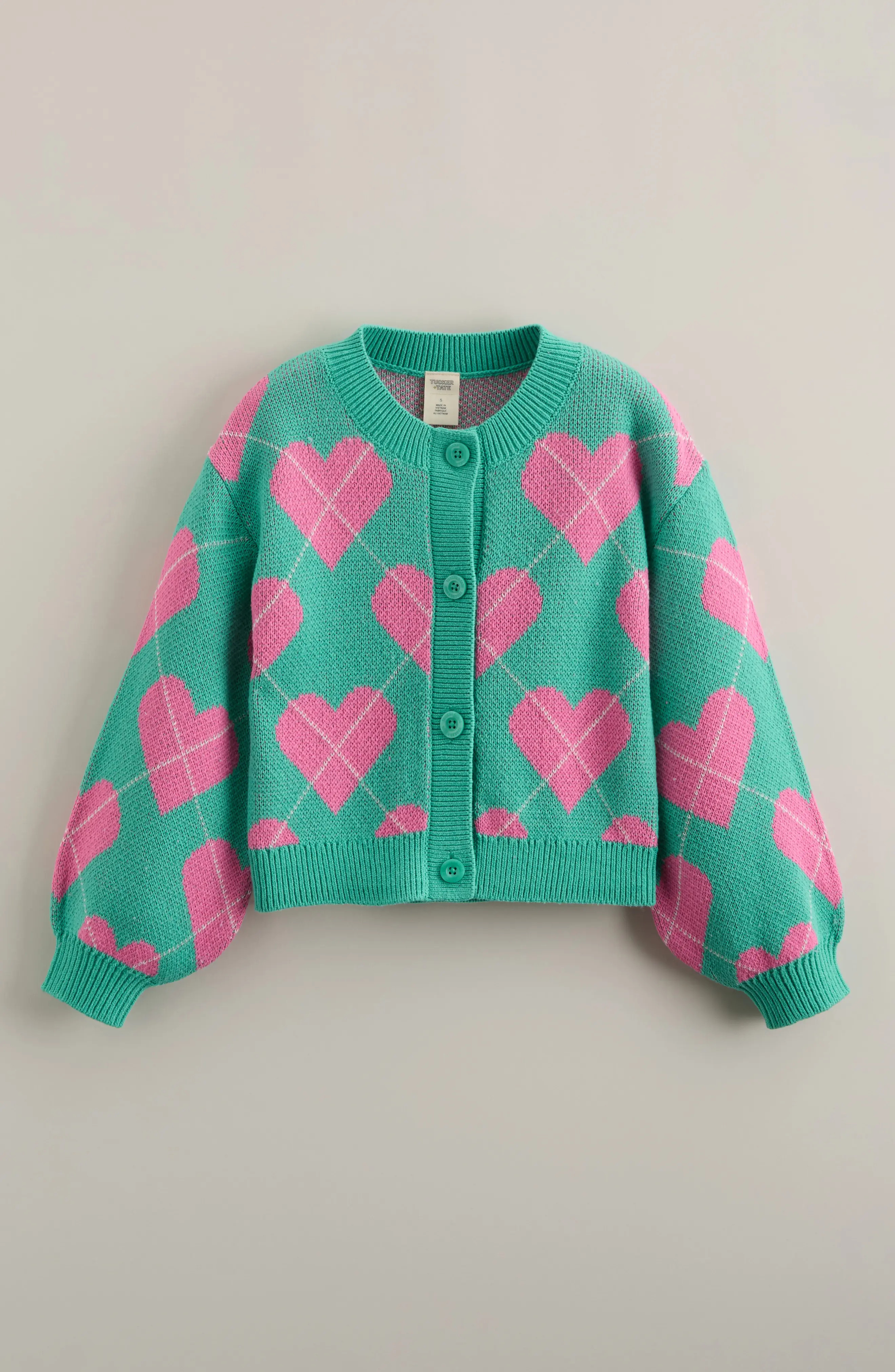 Kids' Heart Argyle Cotton Blend Jacquard Cardigan (Women) | Nordstrom | Nordstrom