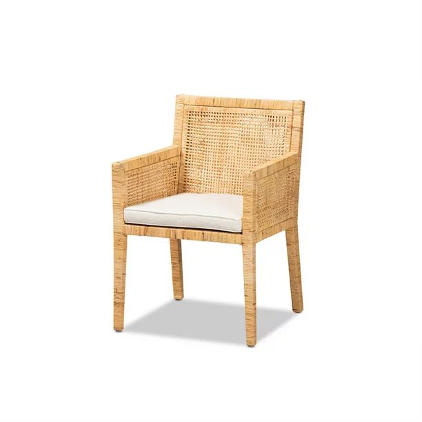 Baxton Studio Karis Modern and Contemporary Natural Finished Wood and Rattan Armchair | Walmart (US)