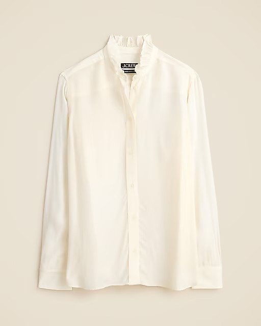 Jules ruffle-collar shirt in crepe de chine | J. Crew US