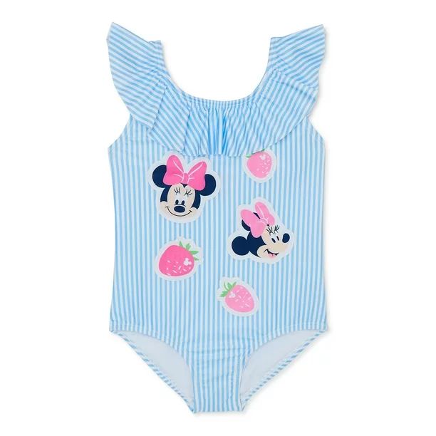 Minnie Mouse Toddler Girl Ruffle Swimsuit, 1-Piece, Sizes 12M-5T | Walmart (US)