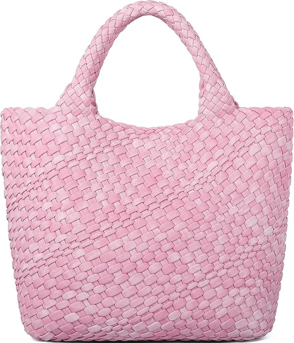 Woven Bag for Women, Vegan Leather Tote Bag Large Summer Beach Travel Handbag and Purse Retro Han... | Amazon (US)