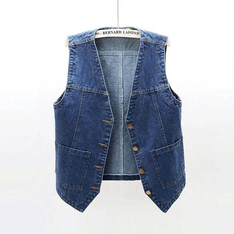 FACI Women's Sleeveless Denim Vest V Neck Button Down Jean Waistcoat Jacket. | Walmart (US)