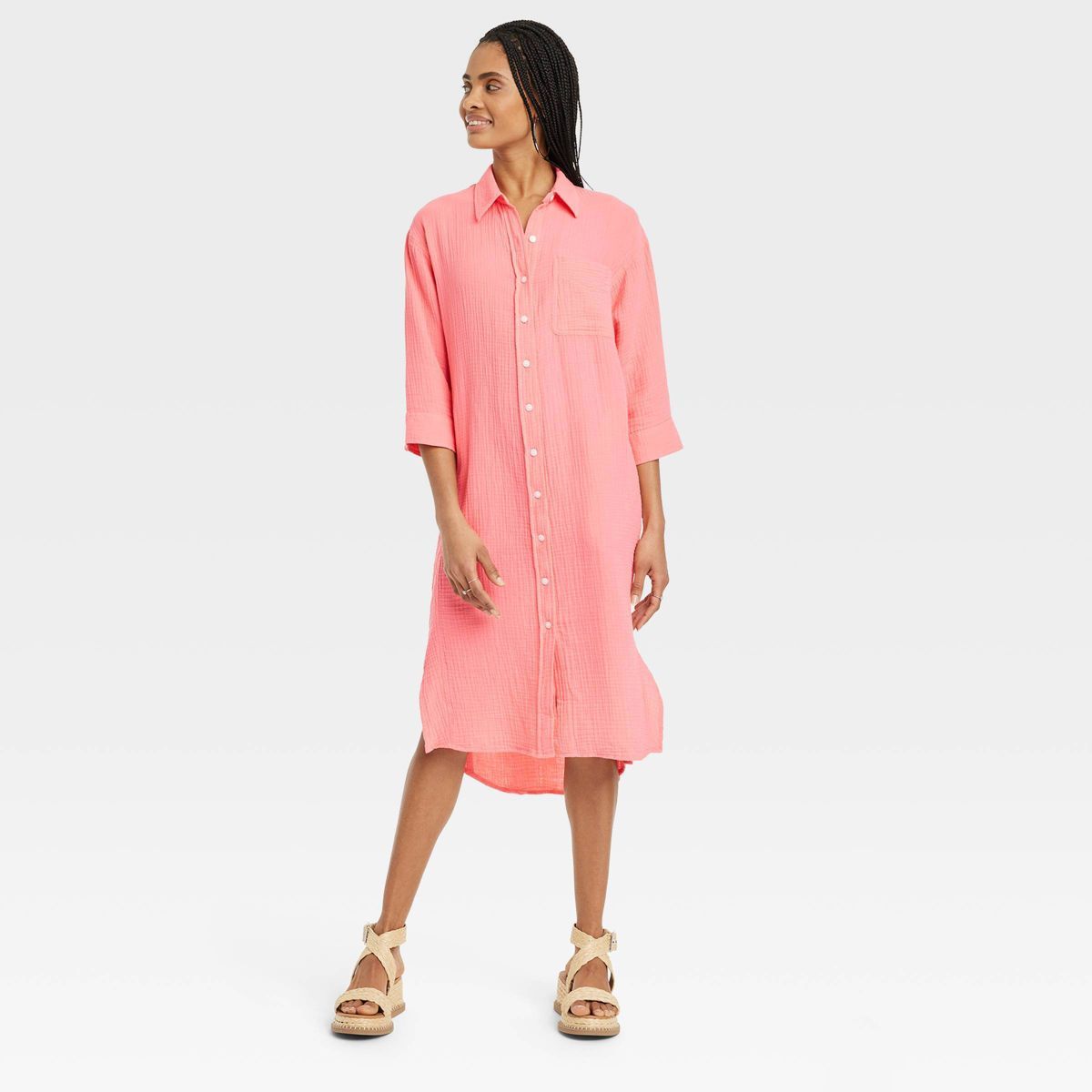 Women's 3/4 Sleeve Midi Shirtdress - Universal Thread™ | Target