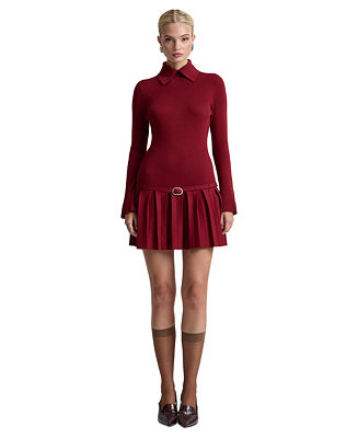Women's Drop-Waist Pleated Mini Dress | Macy's