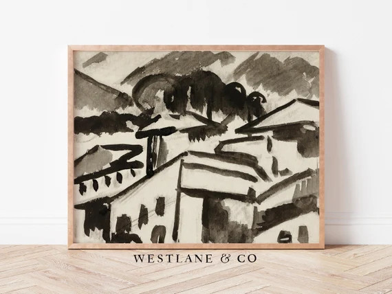 Vintage Abstract City Sketch  Neutral Drawing Digital Wall | Etsy | Etsy (US)