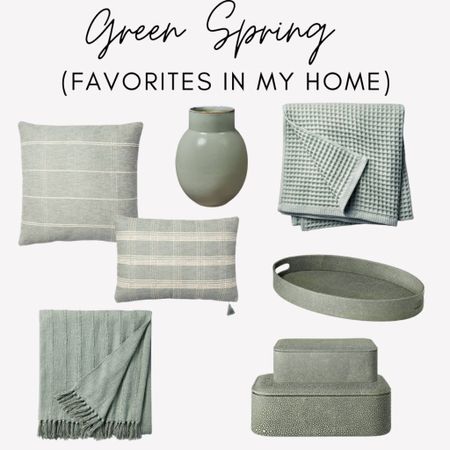 Loving this Green color for Spring 
Spring deco 
Target home 
Pillows 
Tray 
Towels 
Throw 
Vase 

#LTKFind #LTKSeasonal #LTKhome