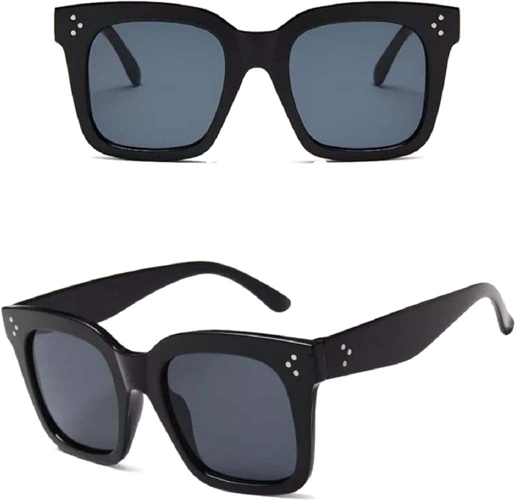 Black Square Sunglasses for Women Celeb Oversized Retro Vintage 2025 Ibiza Festival | Amazon (UK)