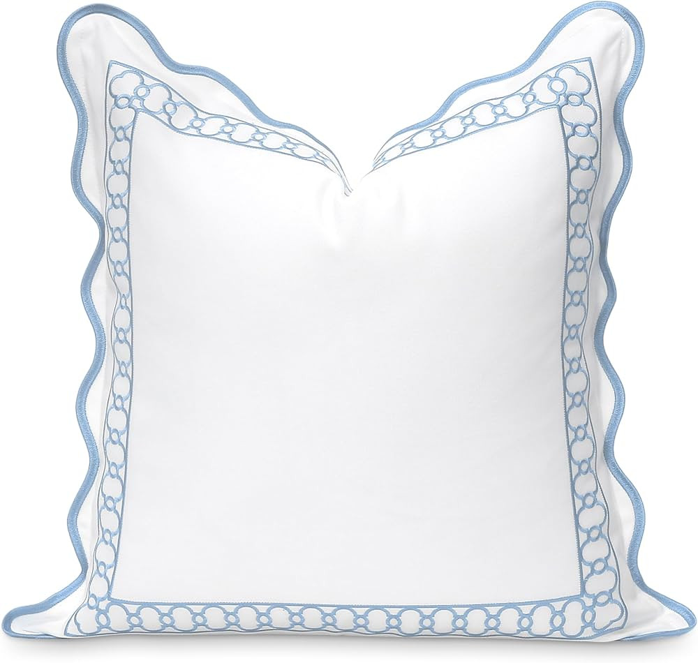 Hofdeco Premium Coastal Patio Indoor Outdoor Scalloped Throw Pillow Cover Only, 20"x20" Water Rep... | Amazon (US)