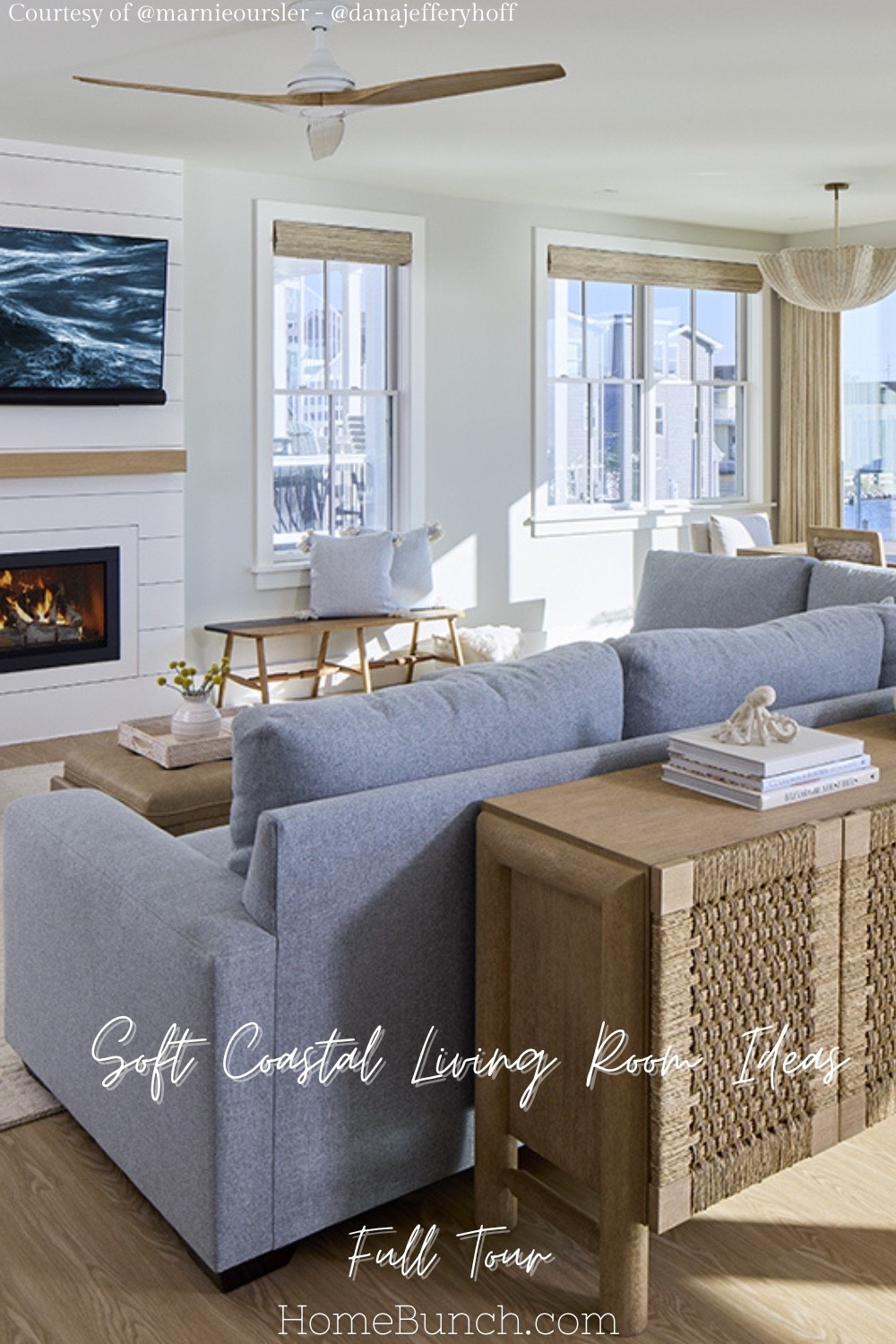 This living room feels like summer 🤍 Soft blue seating, woven textures, white shiplap, and natural light flooding every corner.

The kind of coastal space that instantly slows life down.

Full house tour on HomeBunch.com 🌊

Build + Design: @marnieoursler
📷: @danajefferyhoff⁠

#coastallivingroom #beachhouse #coastalhome #coastaldecor