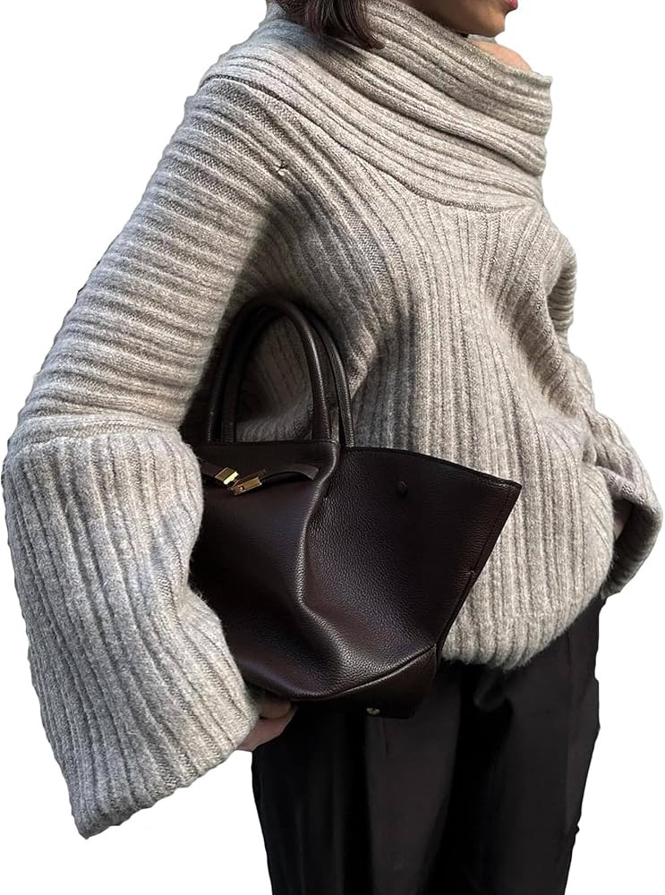 NRTHYE Women Sexy Off Shoulder Sweater Top Batwing Sleeve Oversized Ribbed Knit Chunky Slouchy Pu... | Amazon (US)