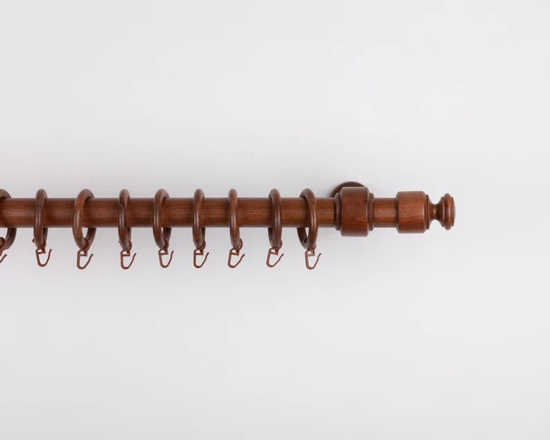 Chelsea/ 35mm walnut finish handmade curtain pole set , walnut wooden curtain rod, curtain pole w... | Etsy (US)