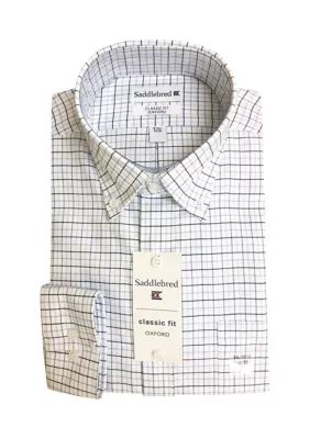 Saddlebred® Blue Grid Oxford Button Down Shirt | Belk