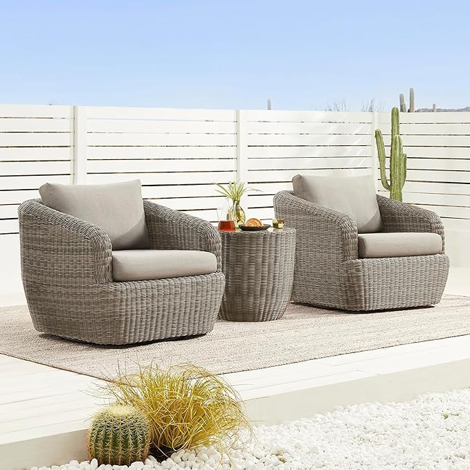 CHITA 3 Pieces Patio Wicker Furniture Set, Outdoor Rattan Bistro Set with Removable Thickened Cus... | Amazon (US)