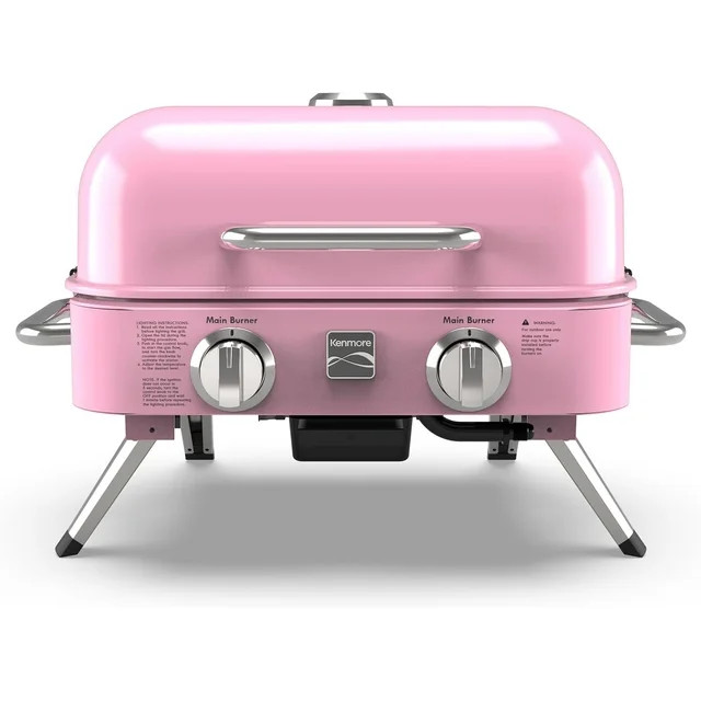 Kenmore 2-Burner Portable Tabletop Retro Gas Grill, Pink | Walmart (US)