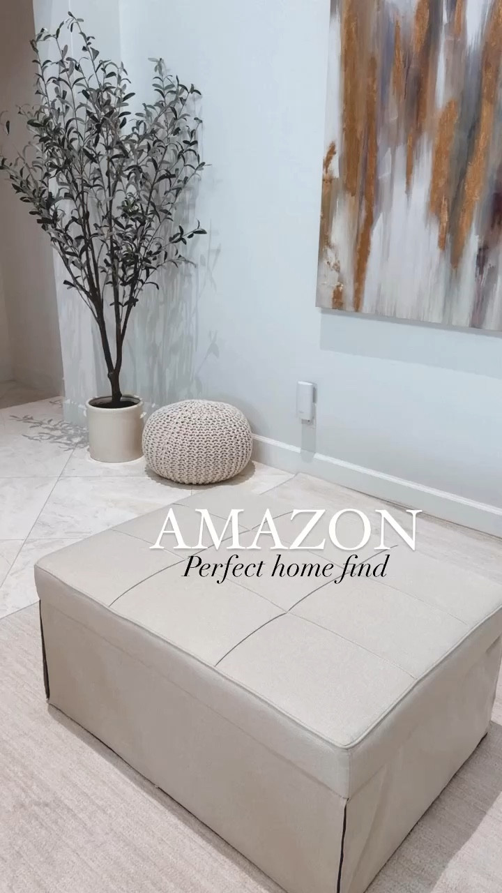 Amazon perfect home find. Othman that converts into a bed in seconds 🙌🏻 perfect for guests . It also converts into a lounge chair. Gorgeous linen fabric. 
