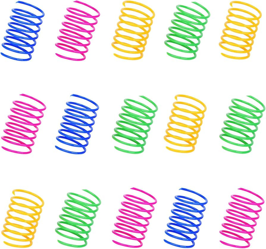 ISMARTEN 100 Pack Pet Wide Colorful Springs Cat Toys Plastic Coil Spiral Springs for Cat Kitten P... | Amazon (US)