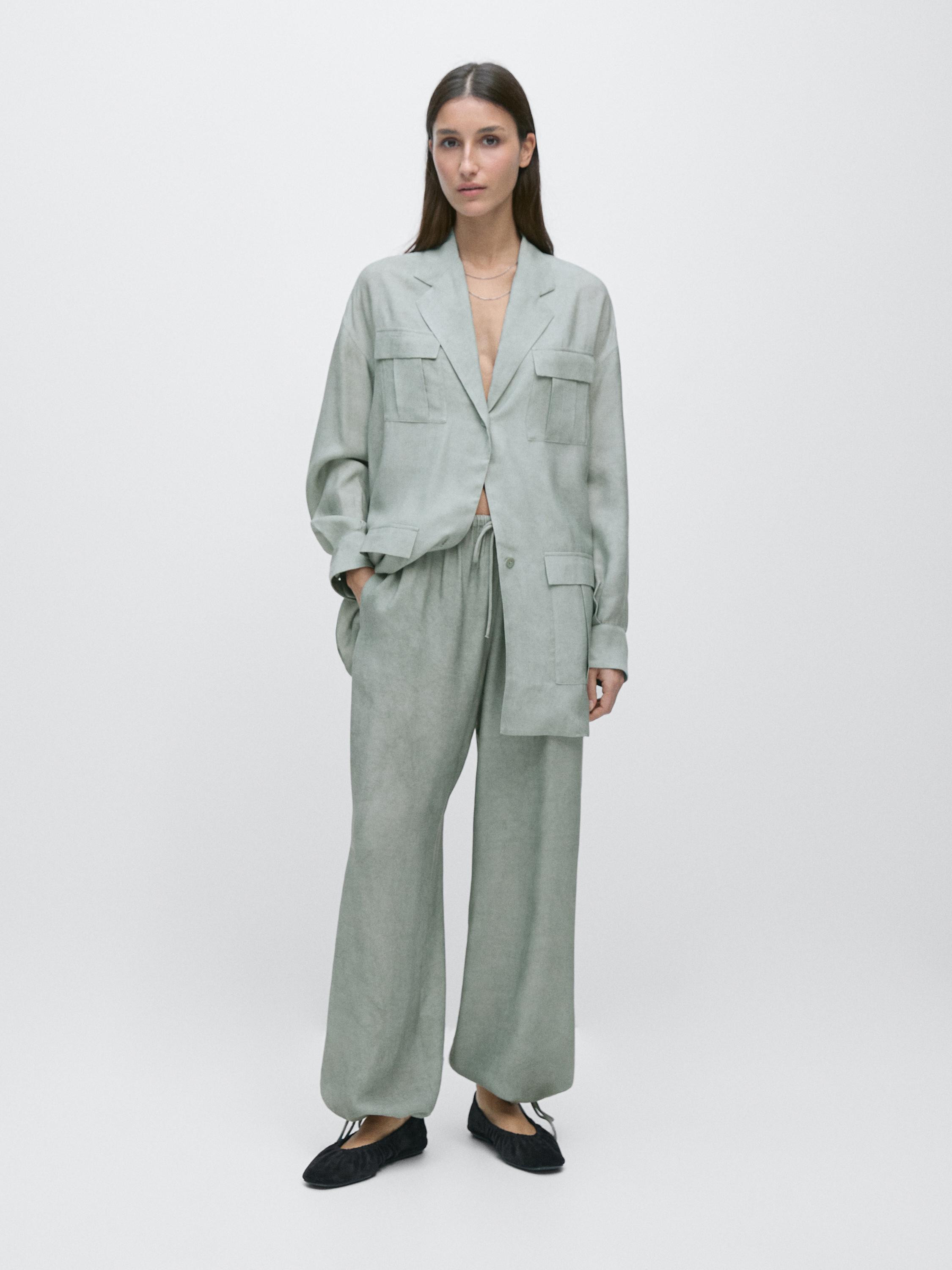 Sarouel trousers with tie detail | Massimo Dutti UK