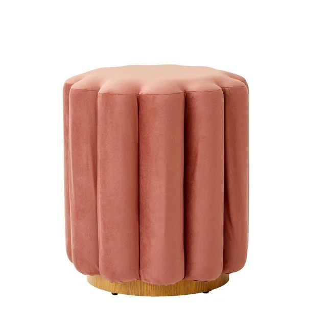 Better Homes & Gardens Lillian Velvet Tufted Ottoman, Rose | Walmart (US)