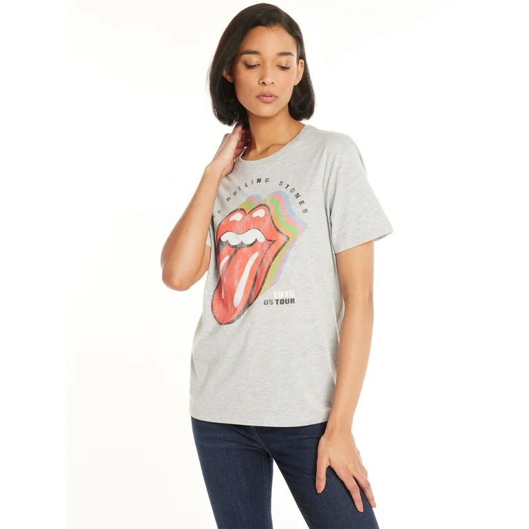 Time and Tru Women's Rolling Stones Graphic Print T-Shirt, Sizes XS-XXXL - Walmart.com | Walmart (US)