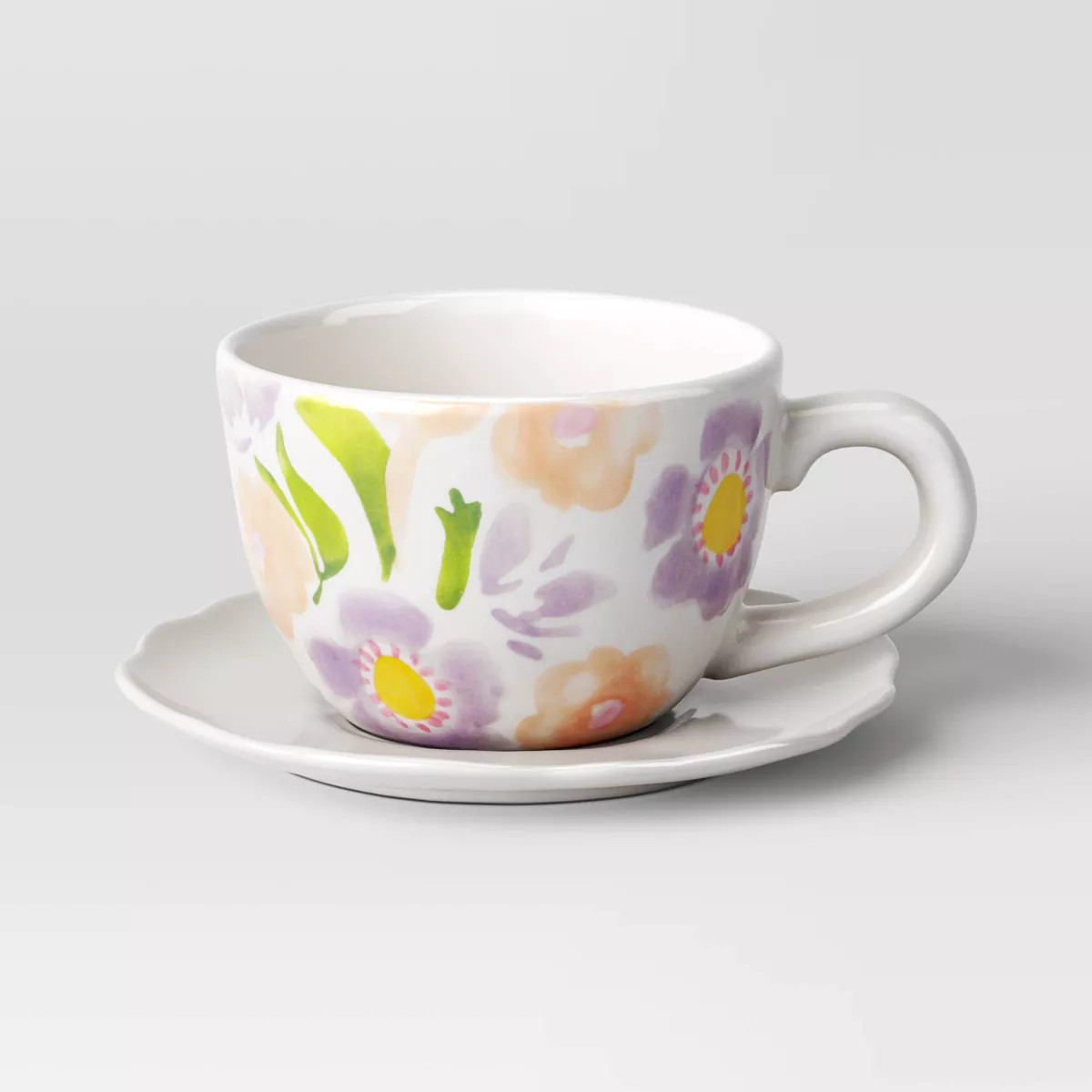 10 fl oz Easter Stoneware Peek-a-Boo Bunny with Floral Tea Cup and Saucer Plate - Threshold™ | Target