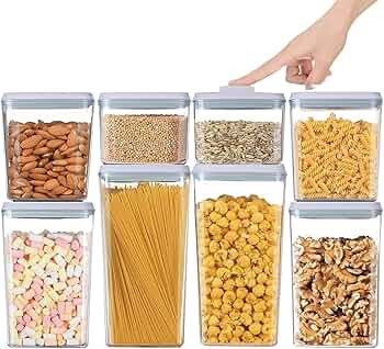 8Pcs Pop Containers with Lids Airtight Food Storage Containers Stackable Container with Labels, B... | Amazon (US)