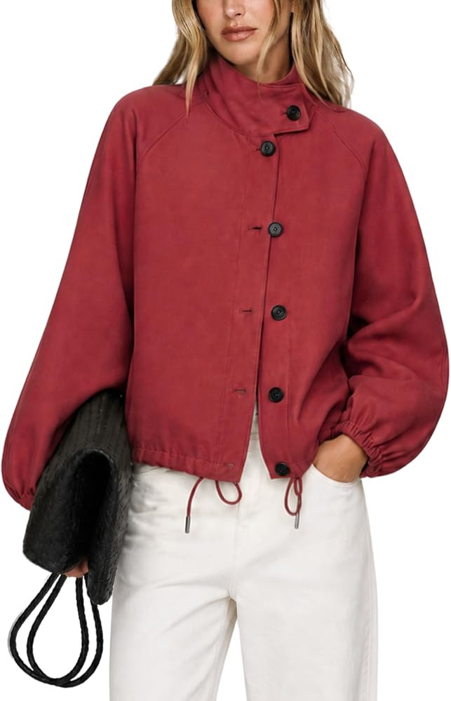 Lviefent Women Bomber Jacket Casual Windbreaker Coat Outwear with Pockets | Amazon (US)