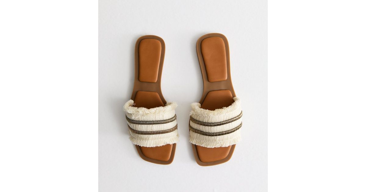 Truffle Off White Fringe Sliders
						
						Add to Saved Items
						Remove from Saved Items | New Look (UK)