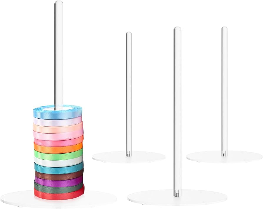 Ribbon Storage Rack Holder,4 Clear Acrylic Pack RibbonTape for Sewing Craft Mesh Thread Tape Wrea... | Amazon (US)