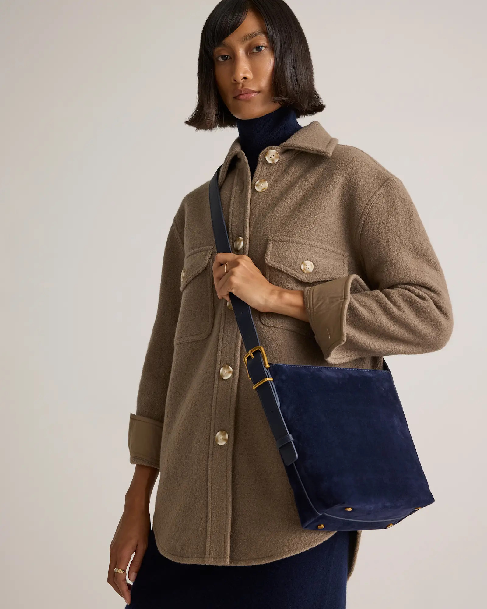 Italian Suede Bucket Crossbody | Quince