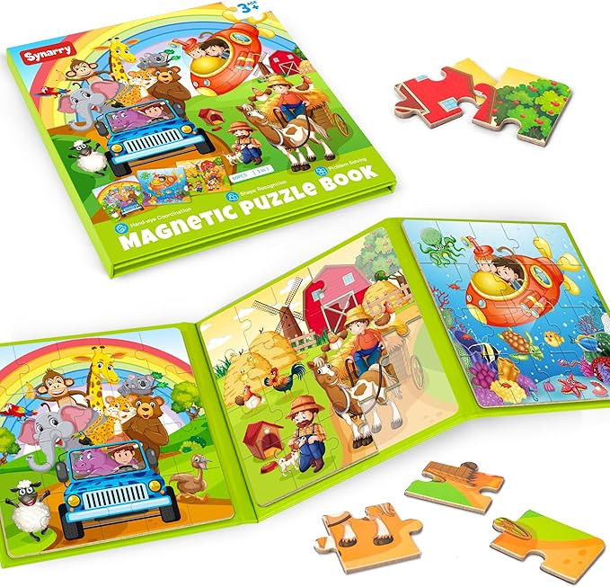 SYNARRY Magnetic Puzzles for Kids Ages 3-5, 20 Pieces Toddler Animal Puzzles, Children Travel Act... | Amazon (US)