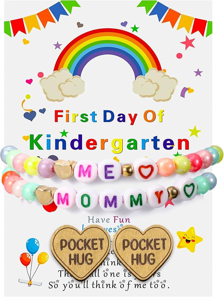 5 Pcs First Day of School Gifts 2 Heart Mom and Daughter Bracelets Back to School Gifts 2 Heart P... | Amazon (US)