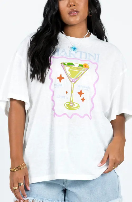Princess Polly Martini Oversize Graphic T-Shirt in White at Nordstrom, Size X-Small | Nordstrom
